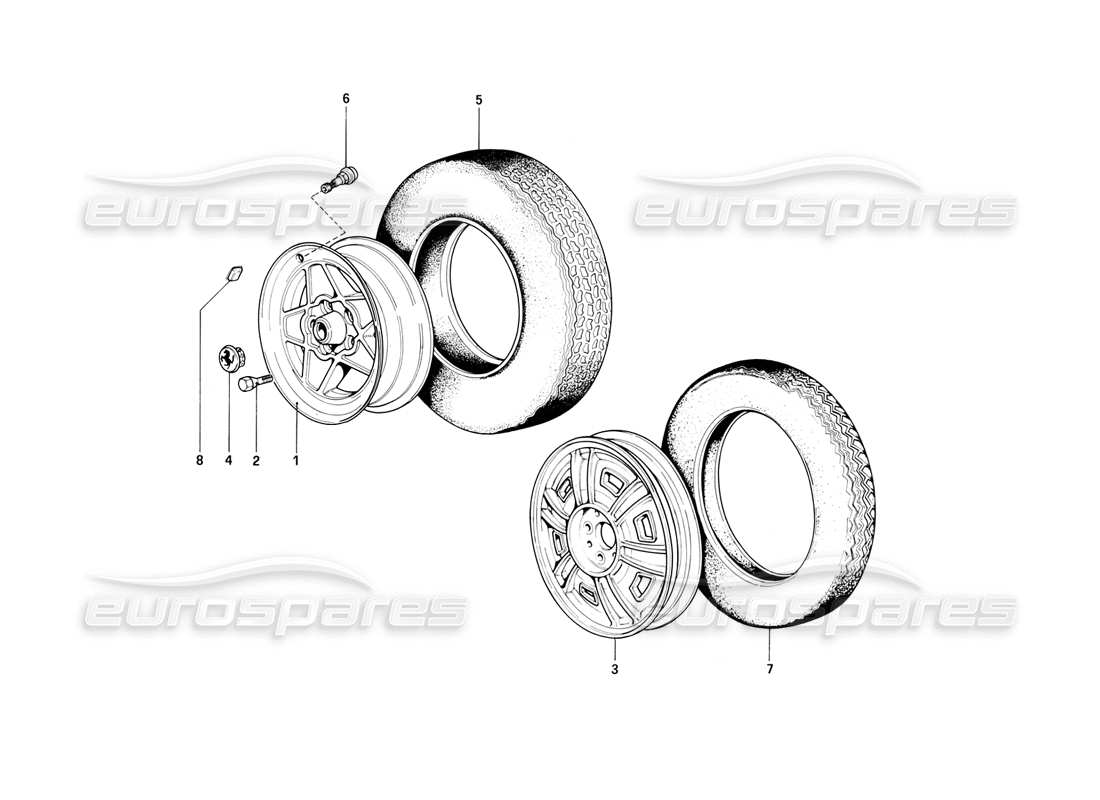 a part diagram from the Ferrari 308 (1981) GTBi/GTSi parts catalogue