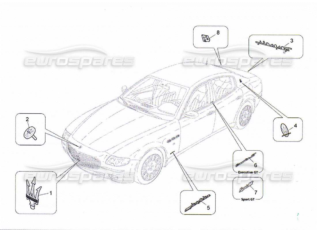 a part diagram from the maserati quattroporte m139 (2005-2013) parts catalogue