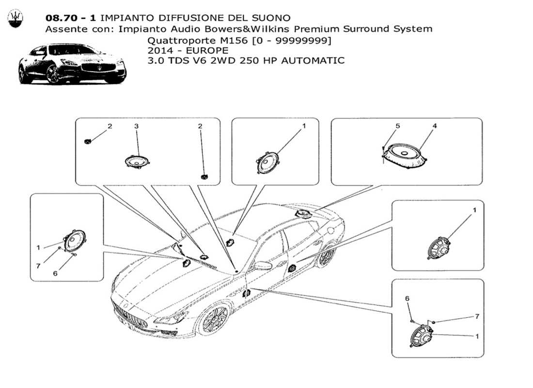 a part diagram from the maserati qtp. v6 3.0 tds 250bhp 2014 parts catalogue