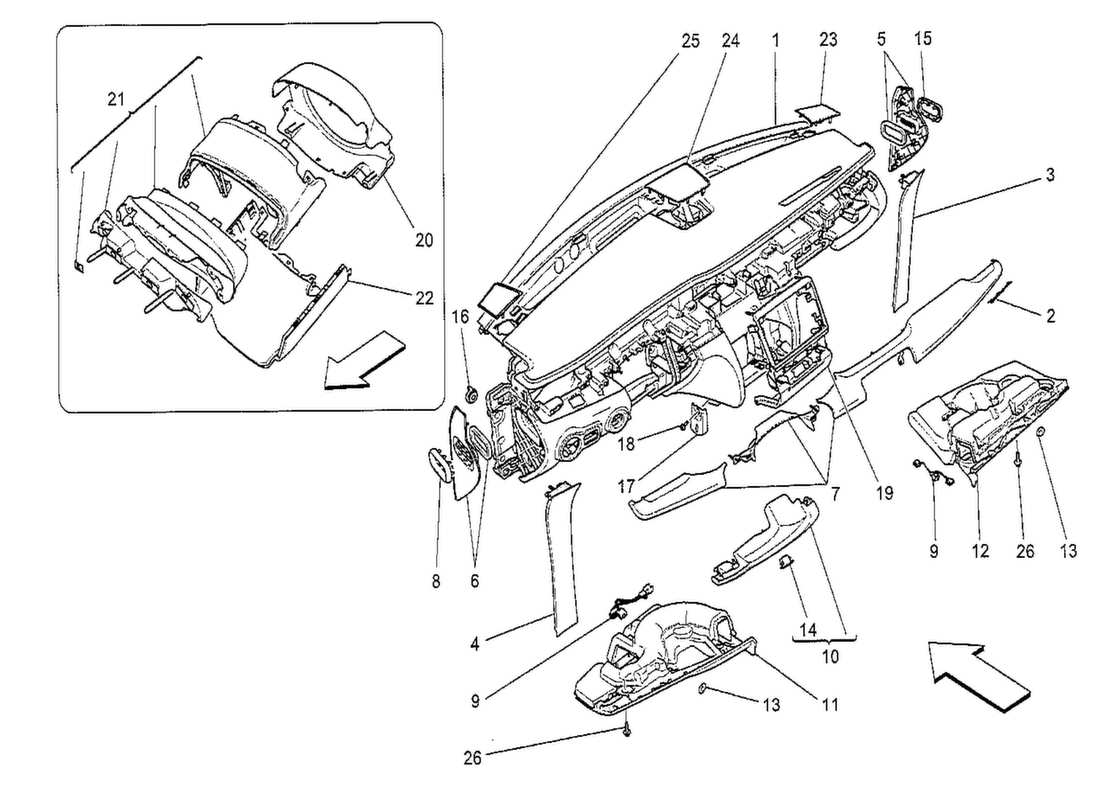 a part diagram from the maserati qtp. v8 3.8 530bhp 2014 parts catalogue