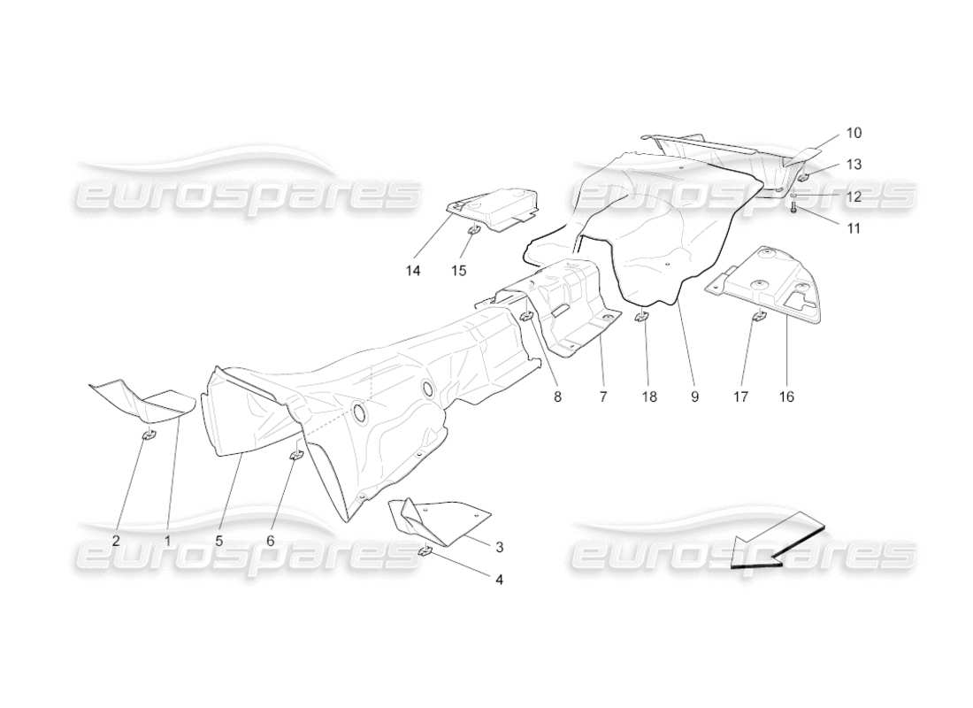 a part diagram from the maserati grancabrio (2010) 4.7 parts catalogue