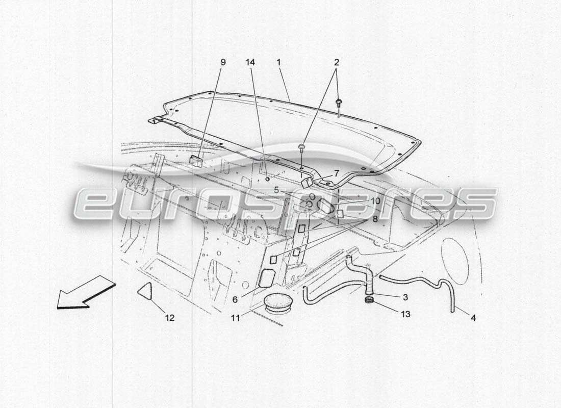 a part diagram from the maserati grancabrio parts catalogue