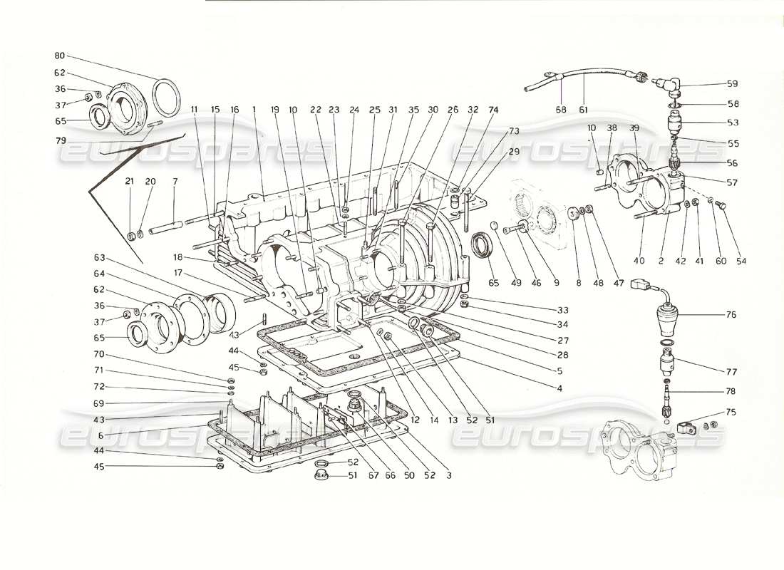 a part diagram from the ferrari 308 gt4 dino (1976) parts catalogue