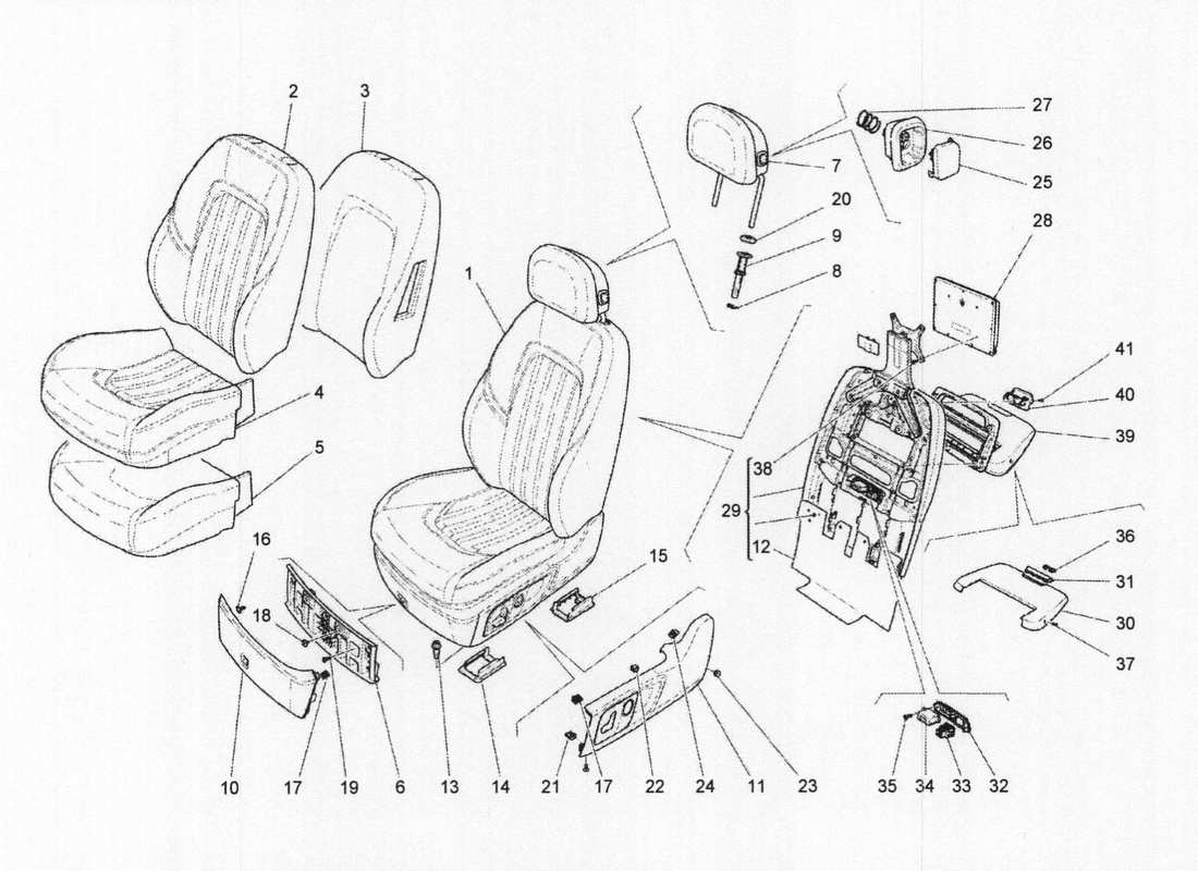 a part diagram from the maserati quattroporte m156 (2014 onwards) parts catalogue
