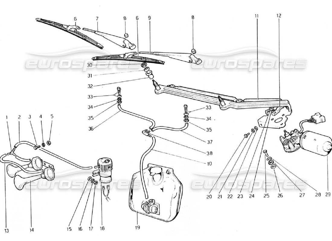 a part diagram from the ferrari 308 gtb (1976) parts catalogue