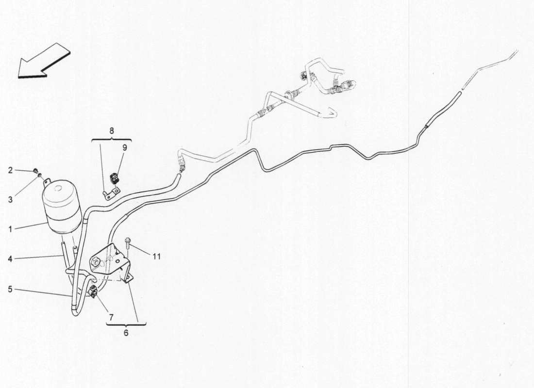 a part diagram from the maserati quattroporte m156 (2014 onwards) parts catalogue