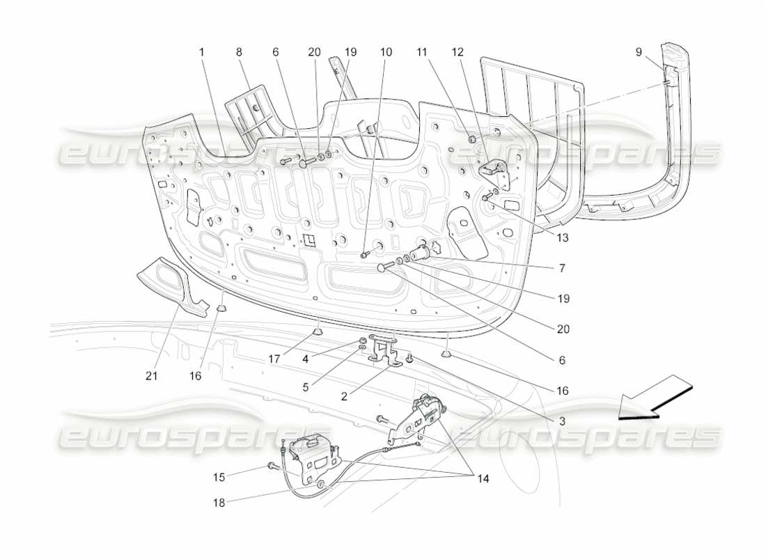 a part diagram from the Maserati GranCabrio (2011) 4.7 parts catalogue