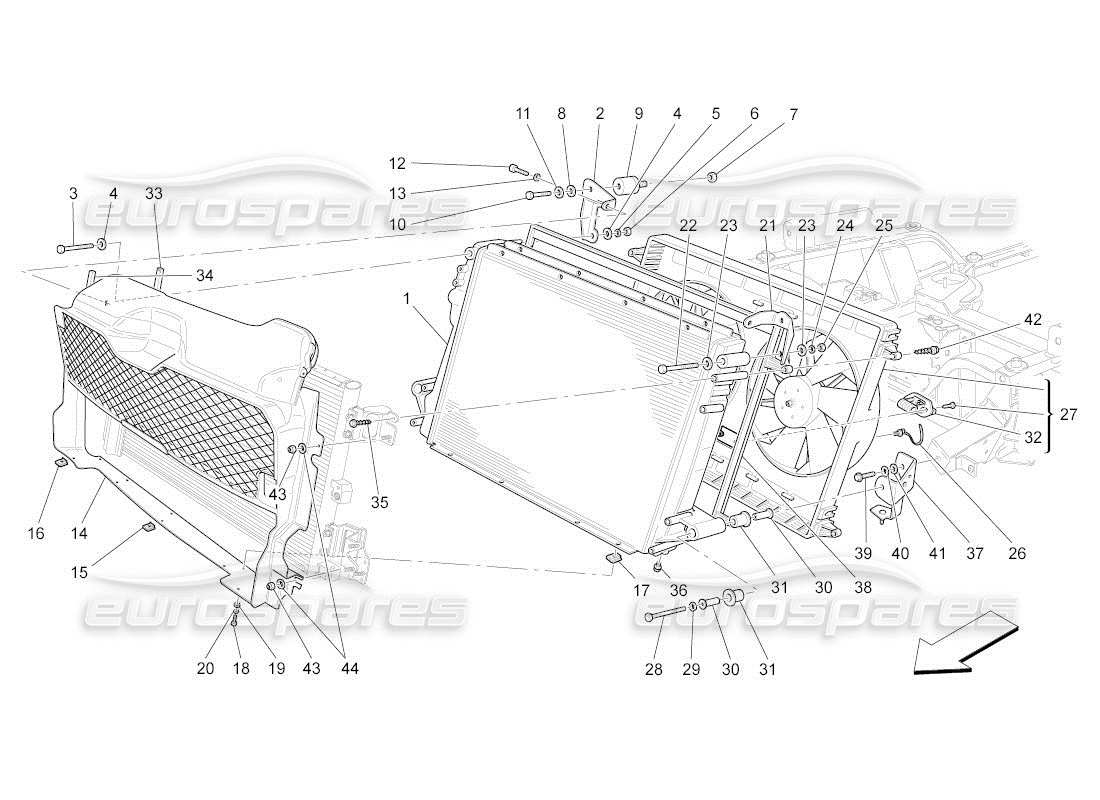 a part diagram from the maserati qtp. (2011) 4.7 auto parts catalogue