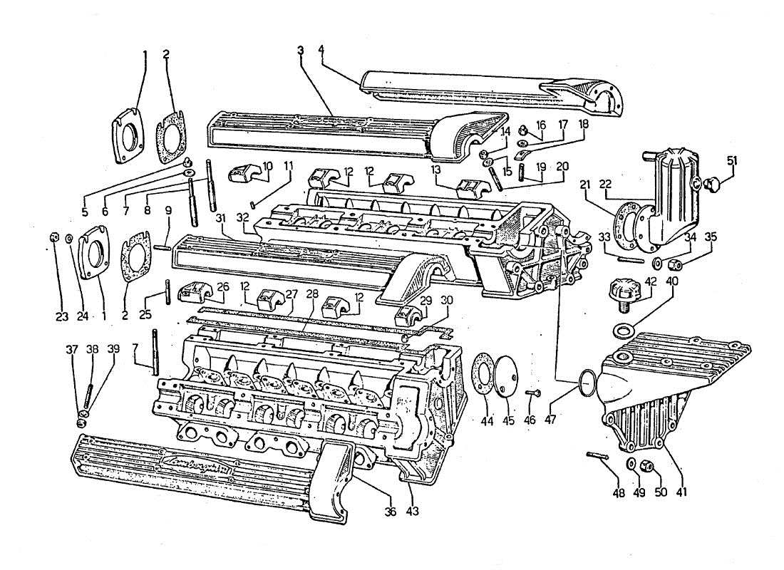 a part diagram from the lamborghini jarama parts catalogue