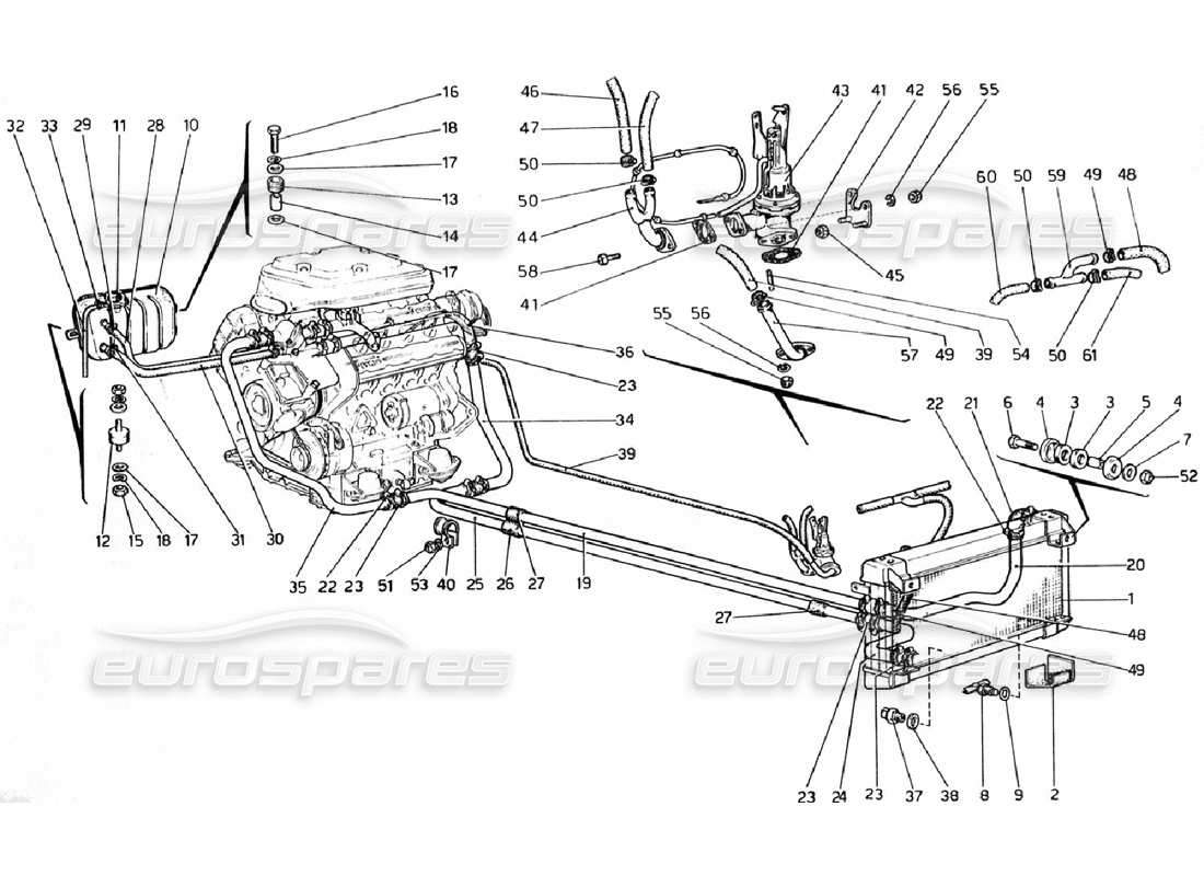 a part diagram from the ferrari 308 gtb (1976) parts catalogue