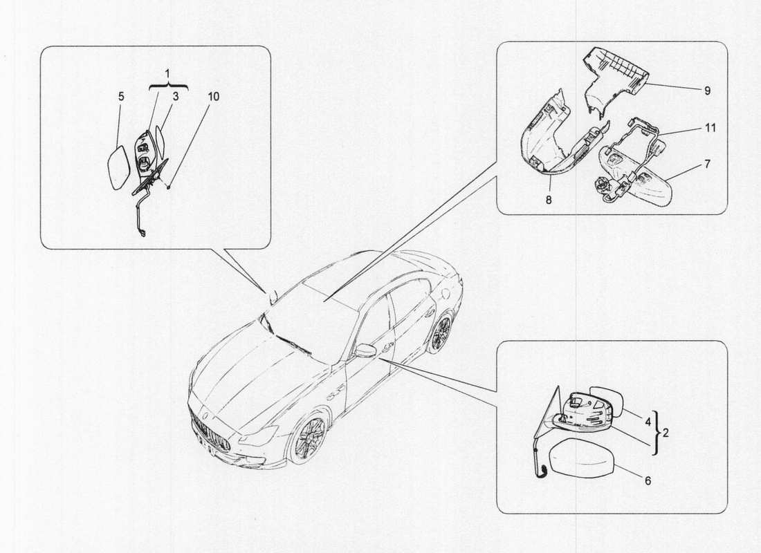 a part diagram from the maserati quattroporte m156 (2014 onwards) parts catalogue