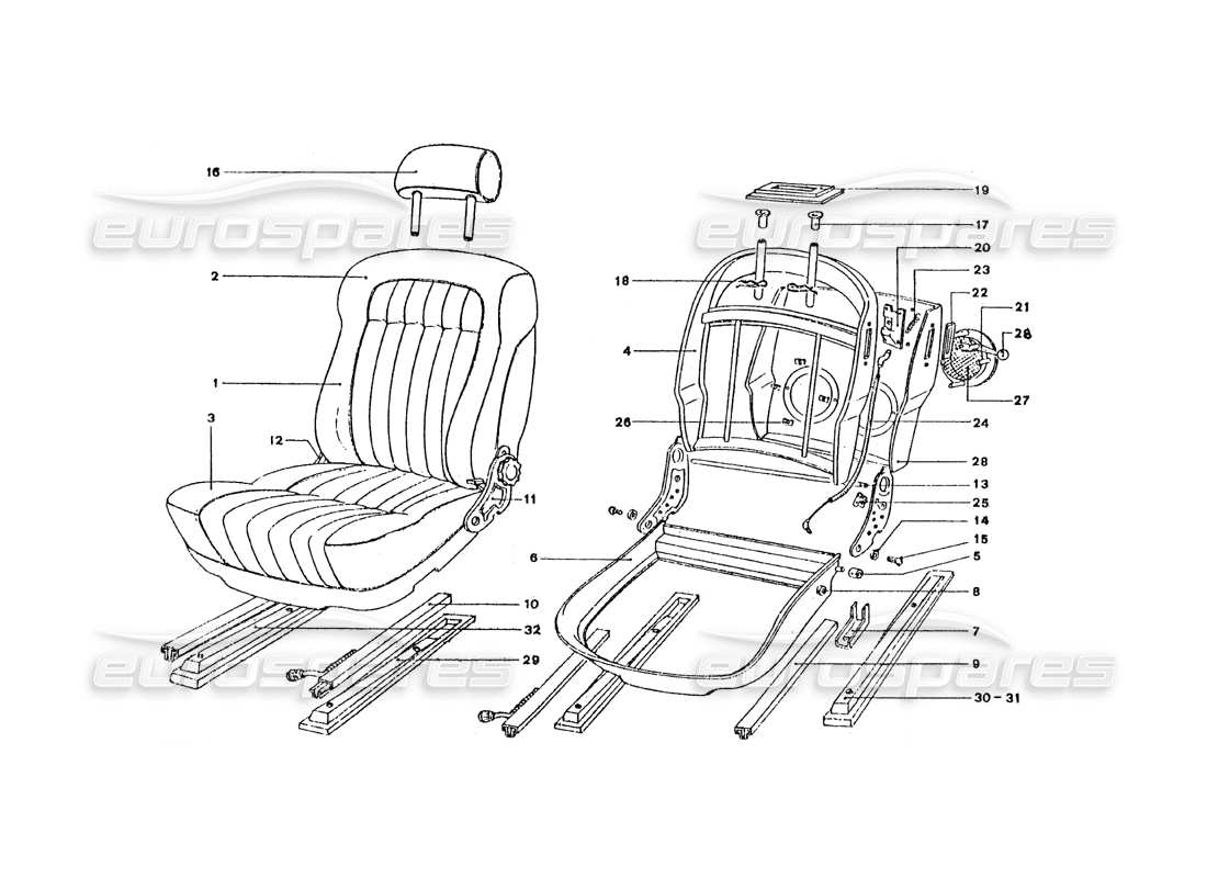 a part diagram from the ferrari 365 gt4 2+2 coachwork parts catalogue