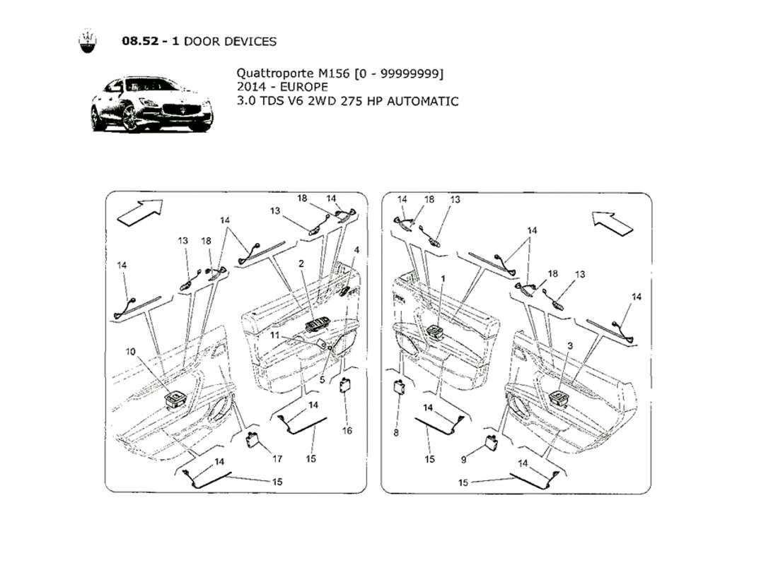 a part diagram from the maserati qtp. v6 3.0 tds 275bhp 2014 parts catalogue