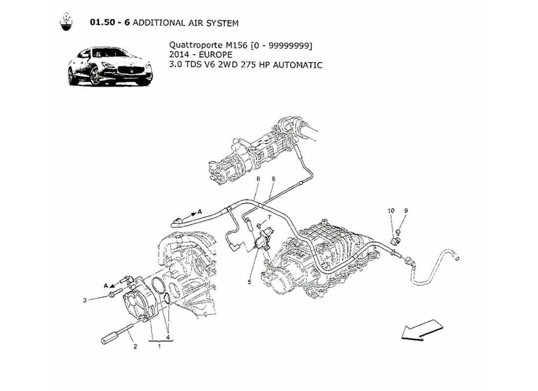 a part diagram from the maserati qtp. v6 3.0 tds 275bhp 2014 parts catalogue