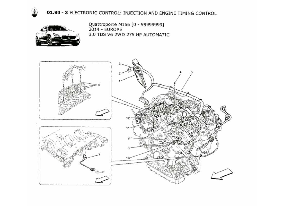 a part diagram from the maserati quattroporte m156 (2014 onwards) parts catalogue