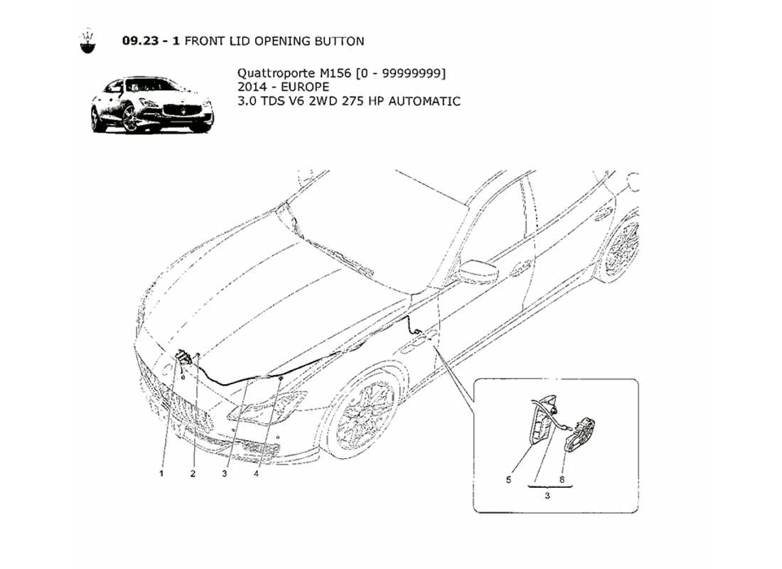 a part diagram from the Maserati QTP. V6 3.0 TDS 275bhp 2014 parts catalogue