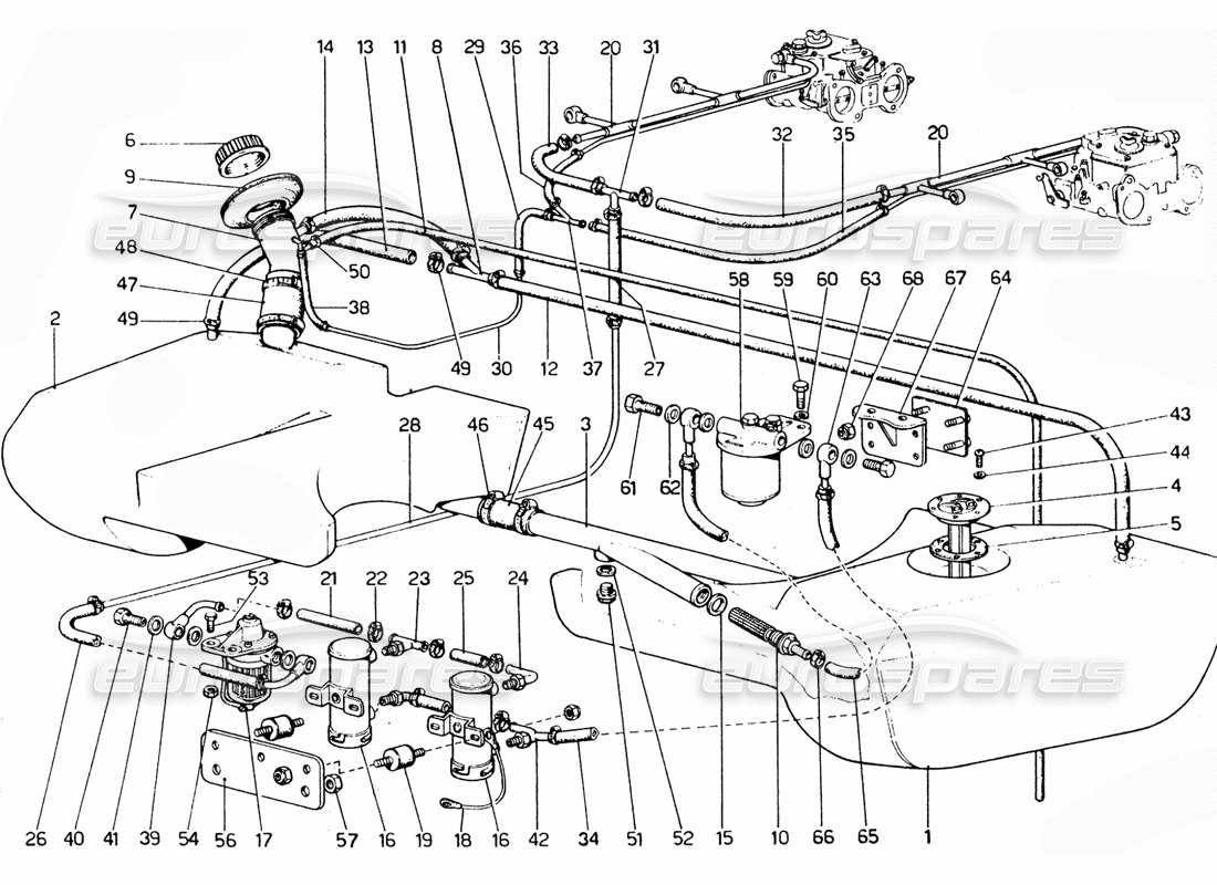 a part diagram from the ferrari 365 gtc4 (mechanical) parts catalogue
