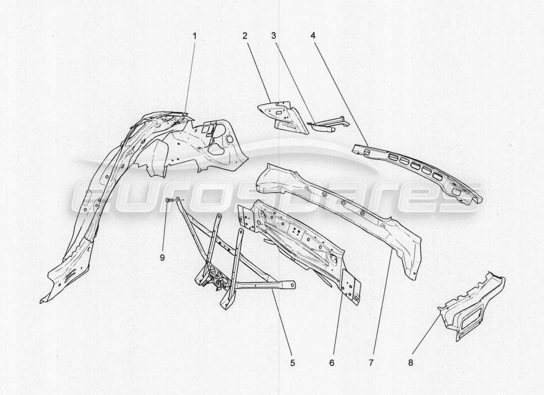 a part diagram from the maserati quattroporte m156 (2014 onwards) parts catalogue