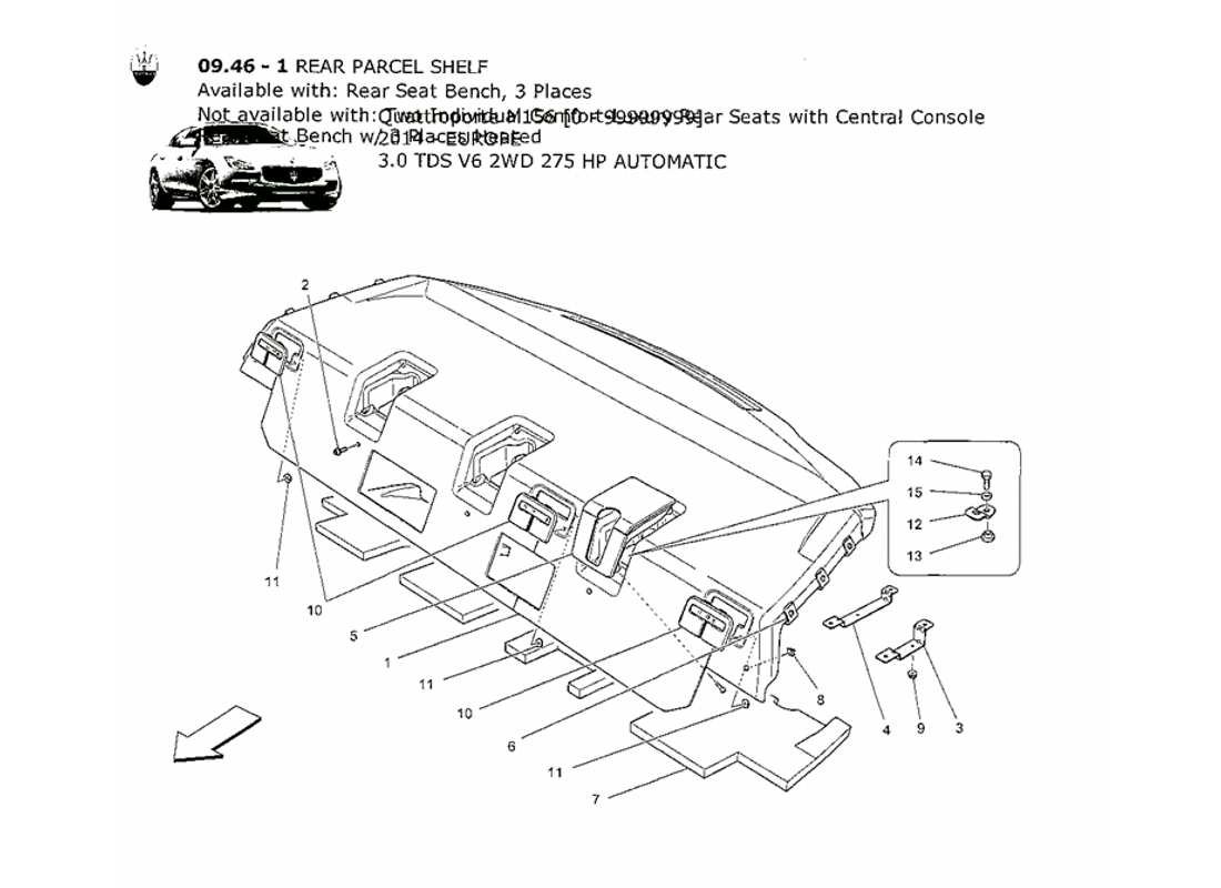 a part diagram from the maserati quattroporte m156 (2014 onwards) parts catalogue