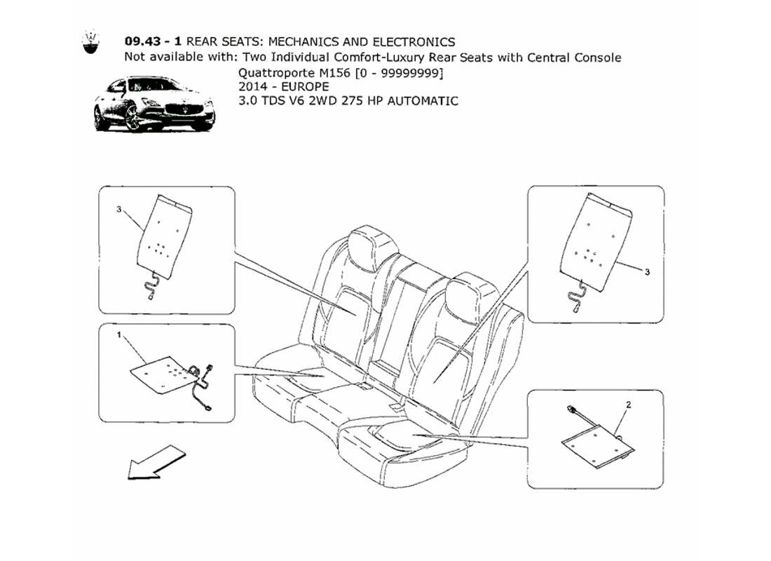 a part diagram from the maserati quattroporte m156 (2014 onwards) parts catalogue