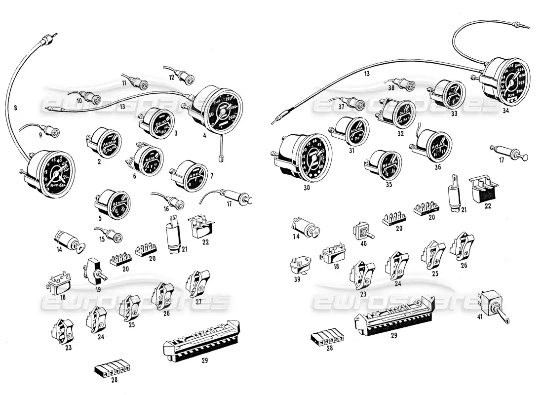 a part diagram from the maserati mistral parts catalogue