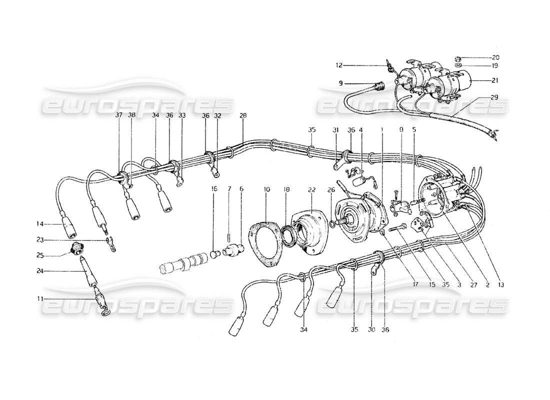 a part diagram from the ferrari 308 gt4 dino (1979) parts catalogue