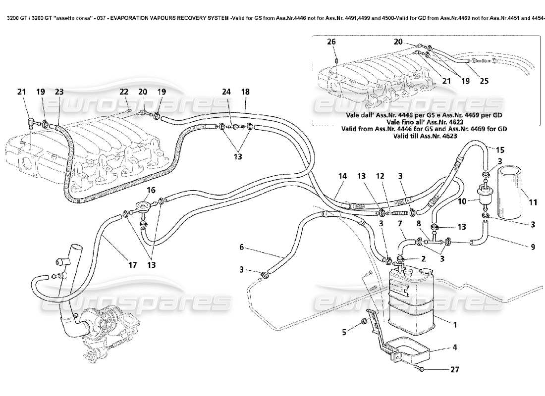 a part diagram from the maserati 3200 parts catalogue