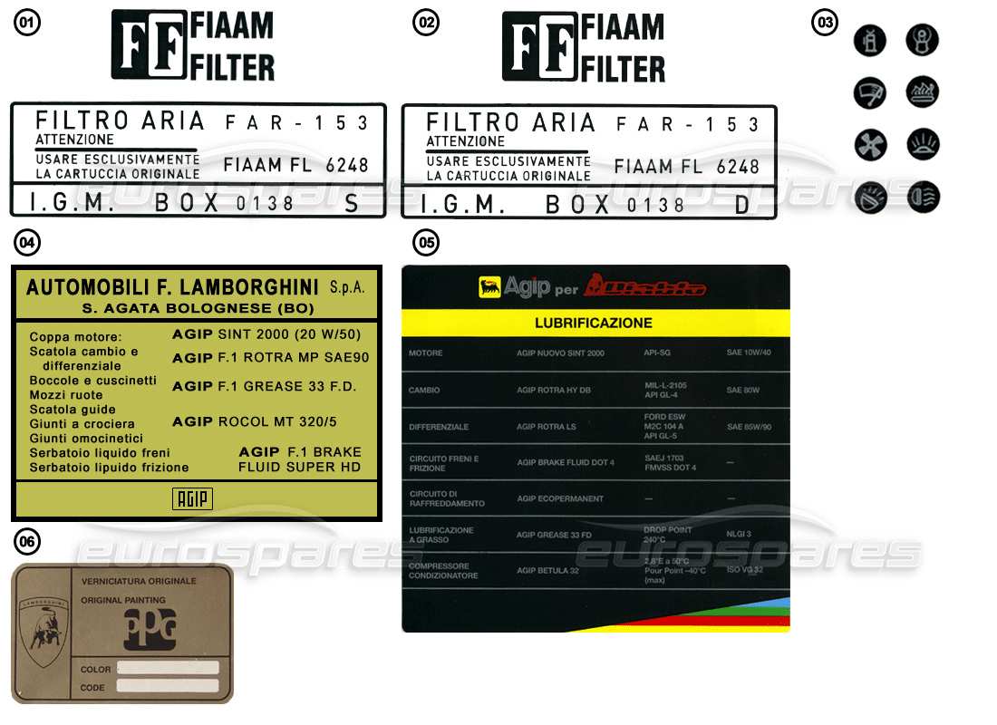 a part diagram from the lamborghini miscellaneous lamborghini parts catalogue