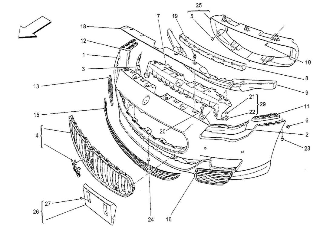 a part diagram from the Maserati QTP. V8 3.8 530bhp 2014 parts catalogue