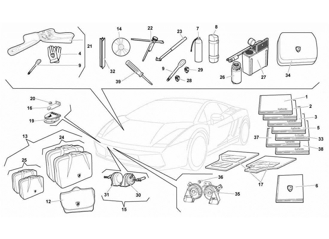 a part diagram from the lamborghini gallardo sts ii sc parts catalogue