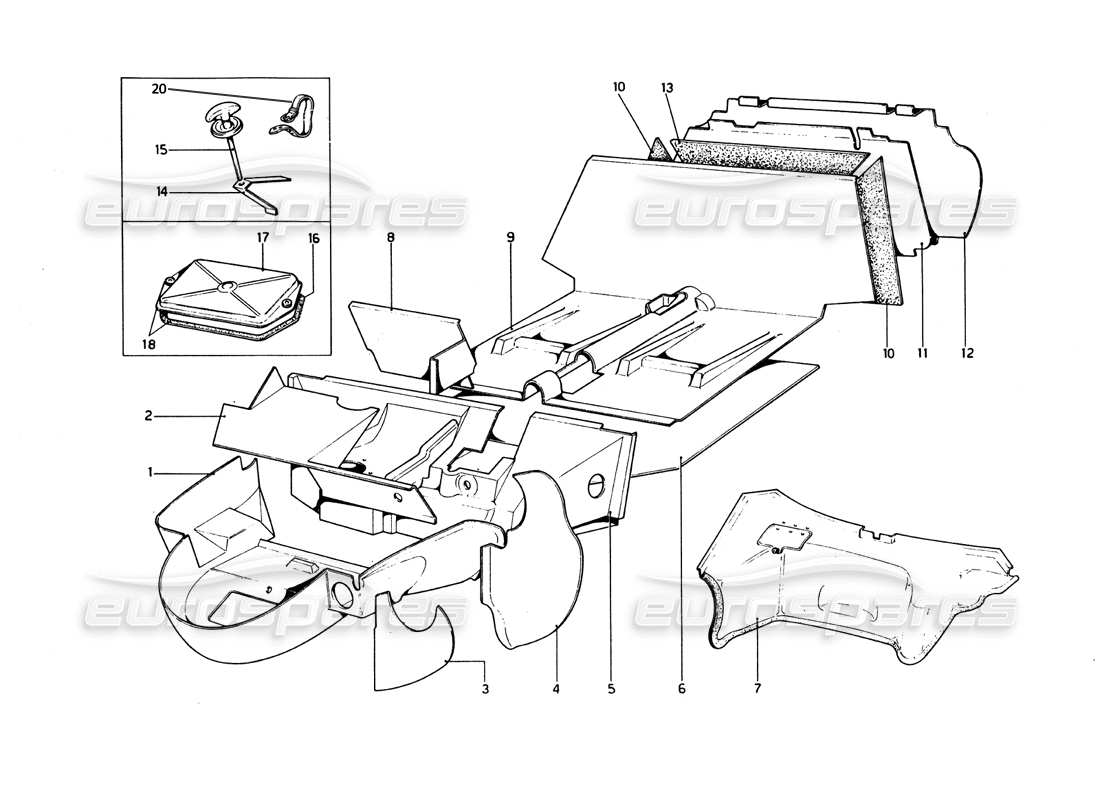 a part diagram from the ferrari 246 dino (1975) parts catalogue