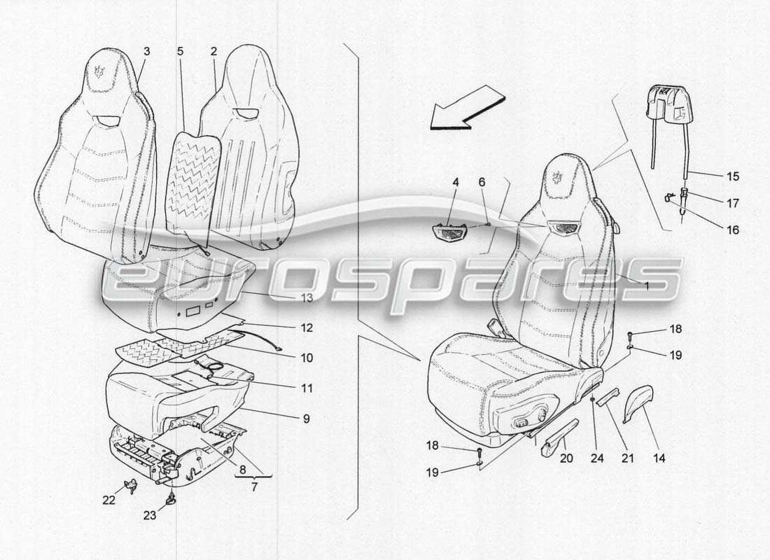 a part diagram from the maserati grancabrio parts catalogue