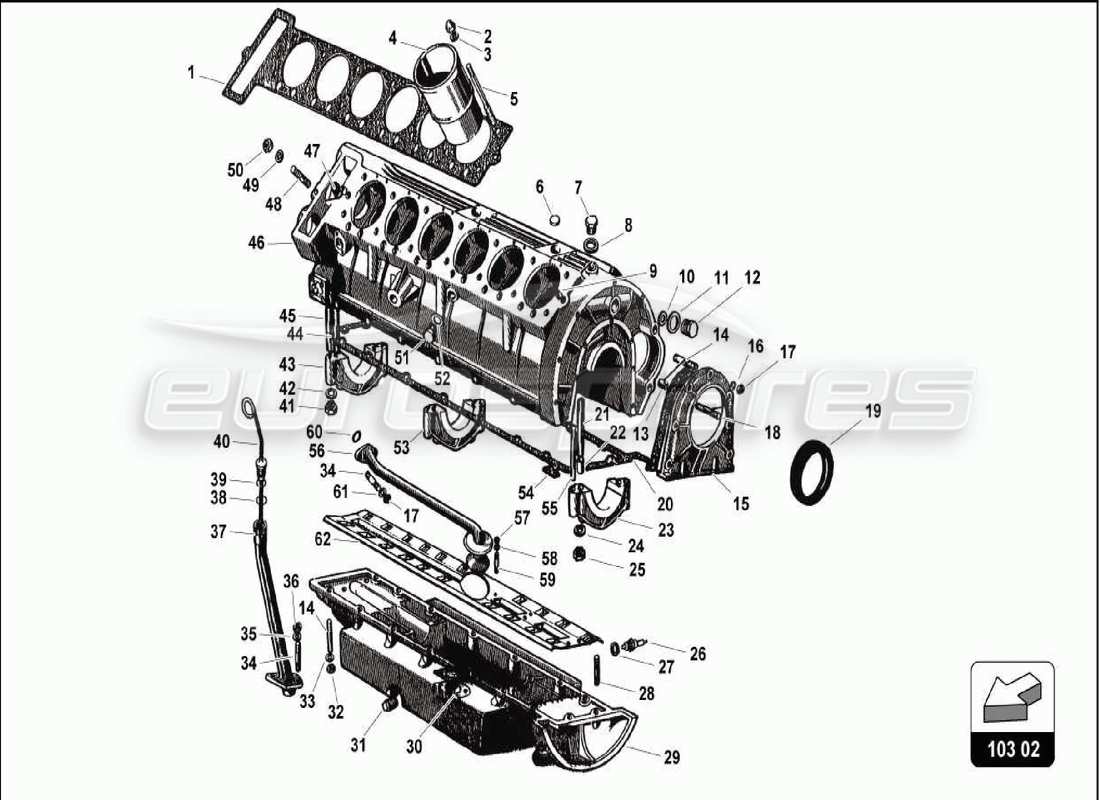 a part diagram from the lamborghini 350 gt parts catalogue
