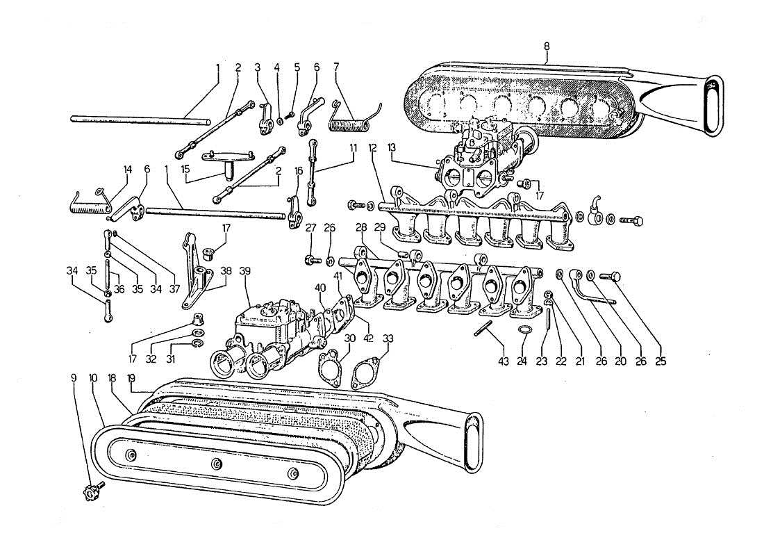 a part diagram from the lamborghini jarama parts catalogue