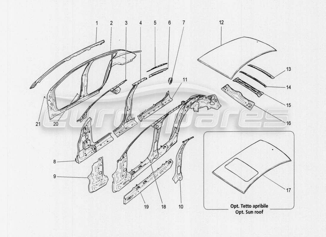 a part diagram from the maserati quattroporte m156 (2014 onwards) parts catalogue