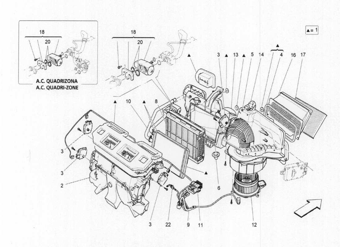 a part diagram from the maserati quattroporte m156 (2014 onwards) parts catalogue