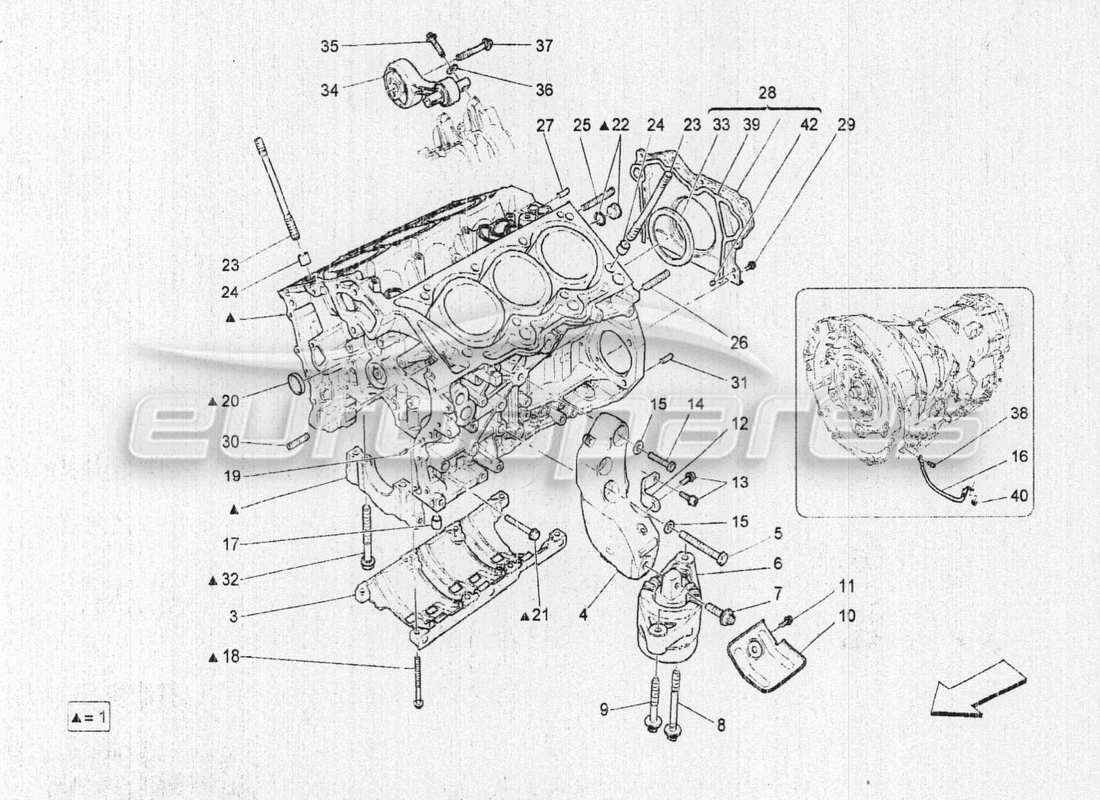 a part diagram from the maserati quattroporte m156 (2014 onwards) parts catalogue