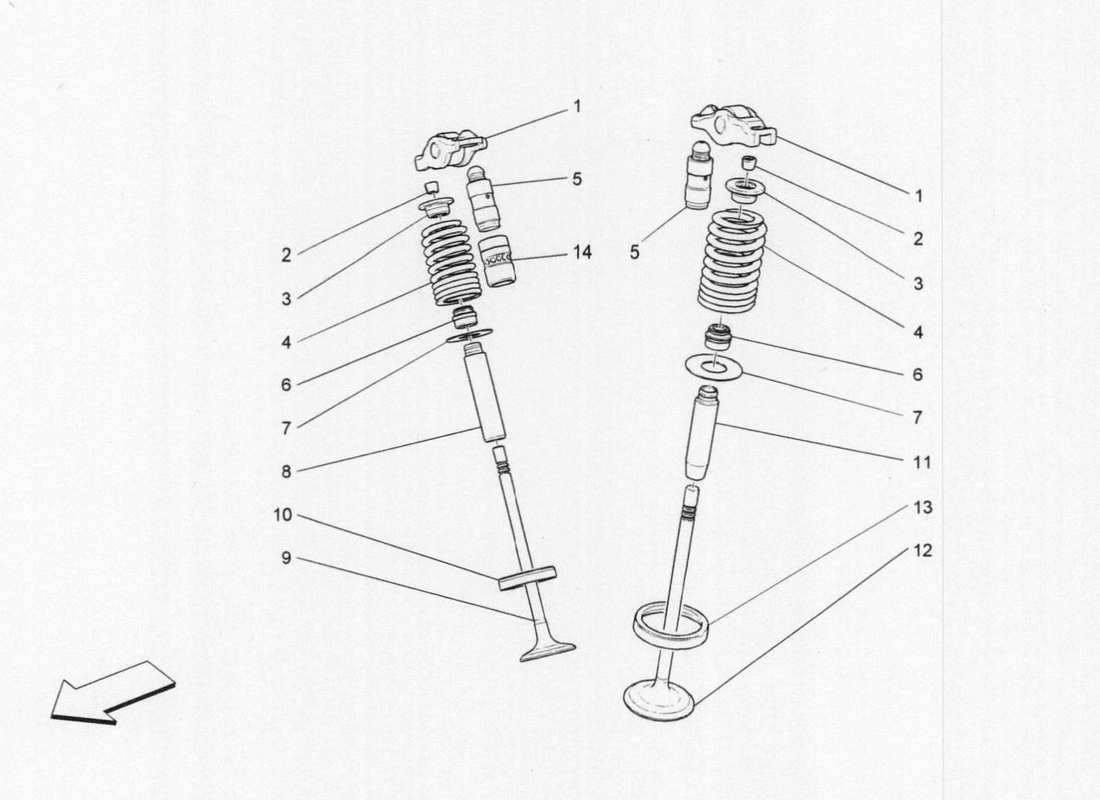a part diagram from the maserati quattroporte m156 (2014 onwards) parts catalogue