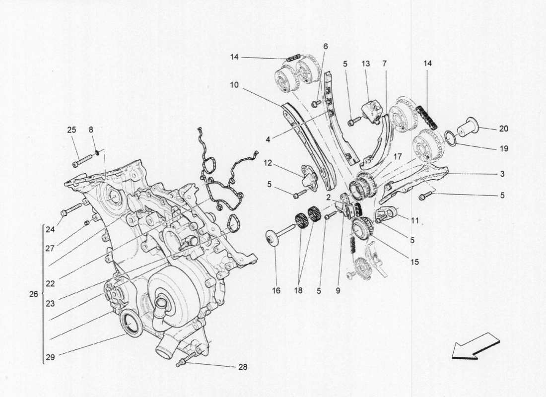 a part diagram from the maserati quattroporte m156 (2014 onwards) parts catalogue