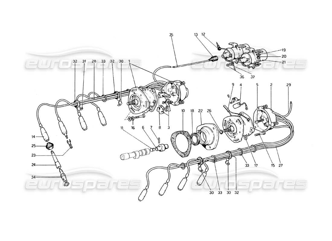 a part diagram from the ferrari 308 gt4 dino (1979) parts catalogue