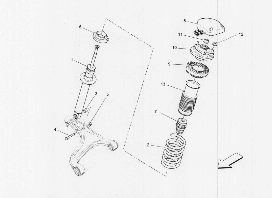a part diagram from the maserati quattroporte m156 (2014 onwards) parts catalogue