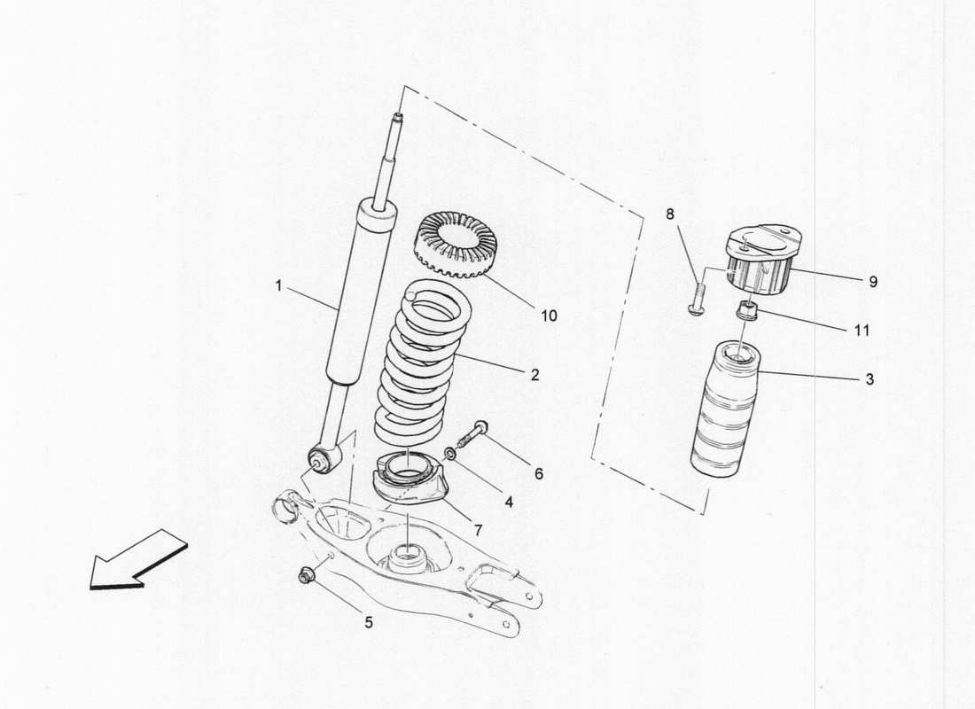 a part diagram from the maserati quattroporte m156 (2014 onwards) parts catalogue