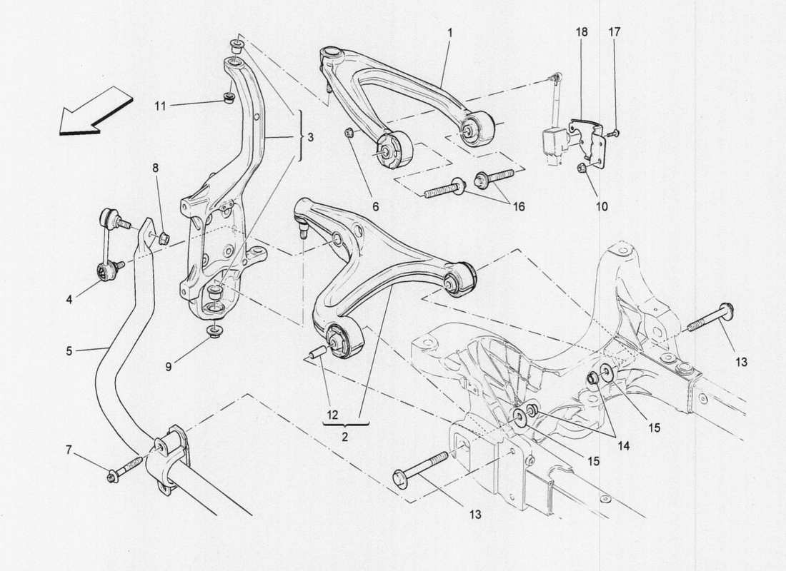 a part diagram from the maserati quattroporte m156 (2014 onwards) parts catalogue