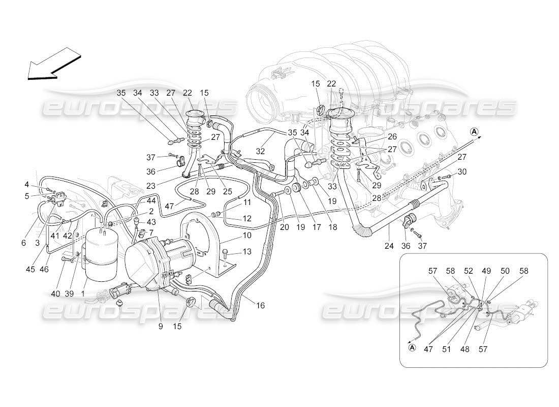 a part diagram from the maserati quattroporte m139 (2005-2013) parts catalogue