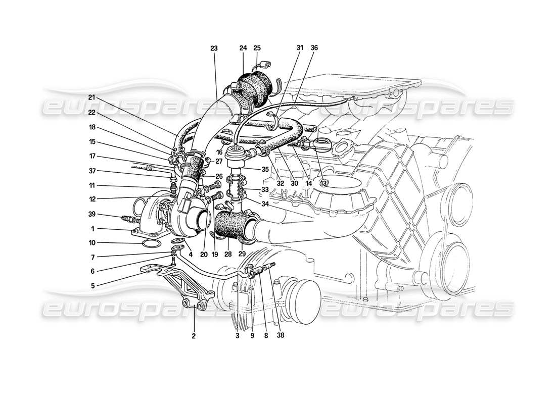 a part diagram from the Ferrari 208 Turbo (1989) parts catalogue
