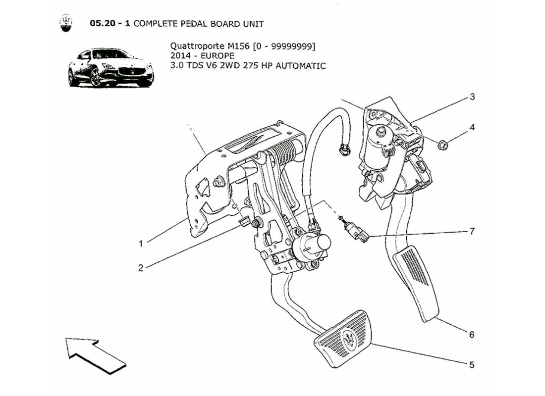 a part diagram from the maserati quattroporte m156 (2014 onwards) parts catalogue