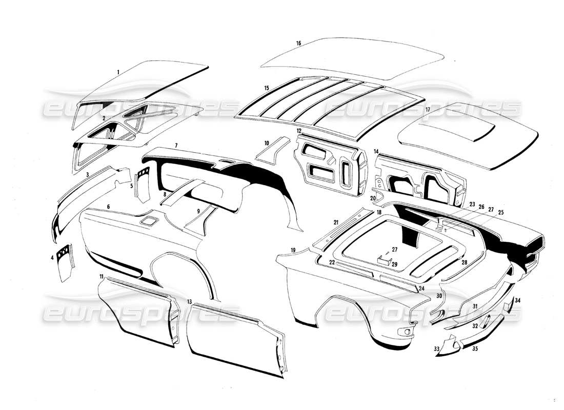 a part diagram from the maserati quattroporte (1967-1979) parts catalogue