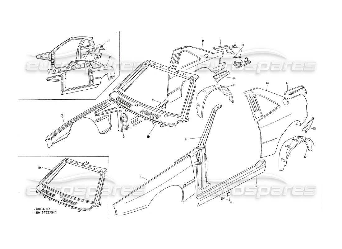 a part diagram from the maserati shamal parts catalogue