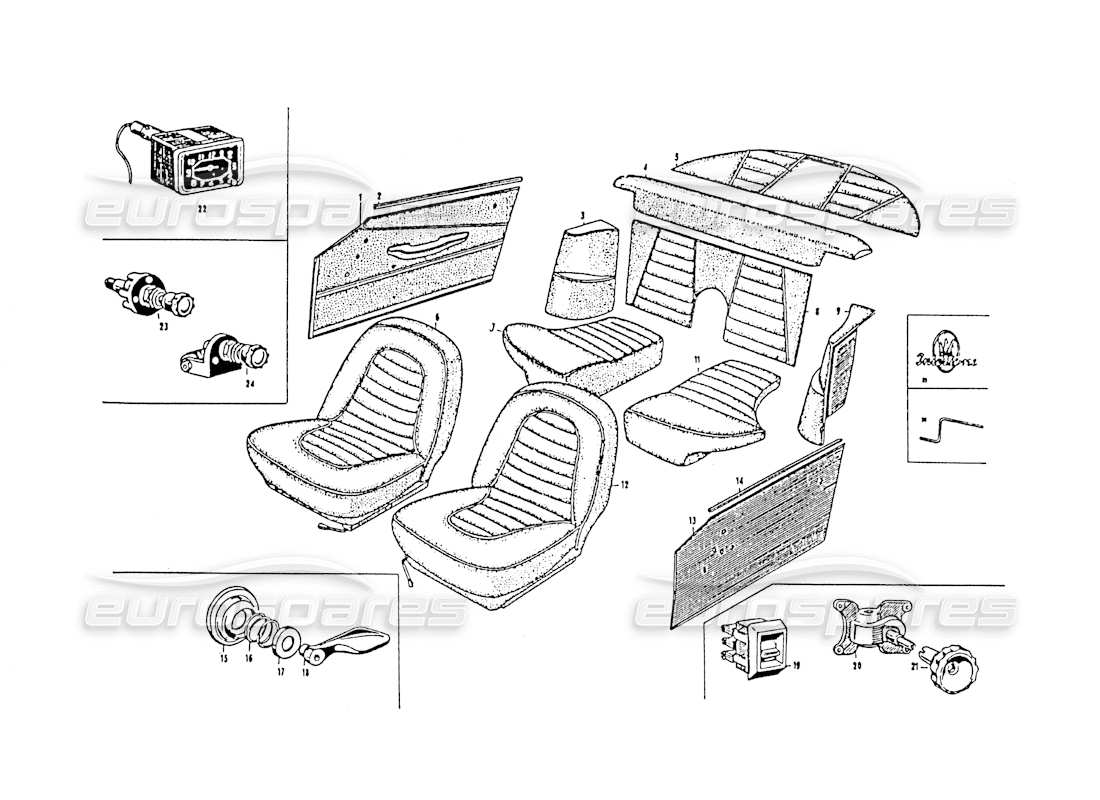 VIEW PARTS DIAGRAMS FROM THE MASERATI 3500 GT PARTS CATALOGUE a part diagram from the maserati 3500 gt parts catalogue
