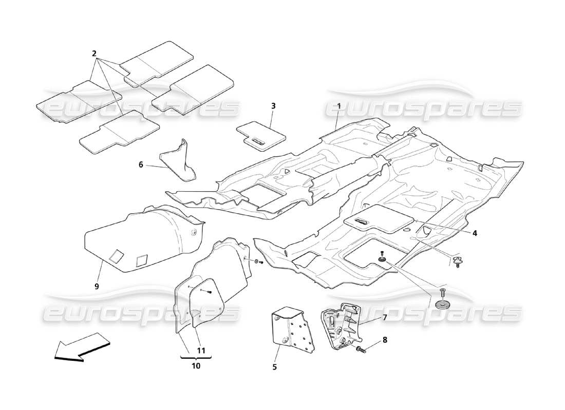 maserati qtp. (2003) 4.2 passengers compartment carpets parts diagram